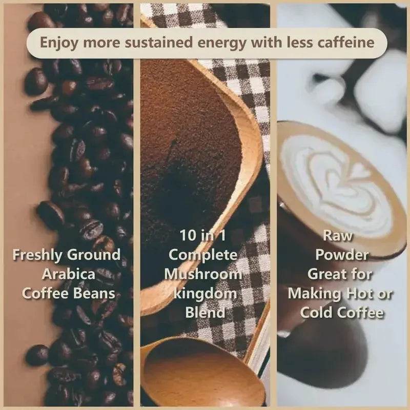 Premium Mushroom Coffee Powder: Arabica Coffee with 10-Mushroom Blend (Lion's Mane, Chaga, Reishi & More) - Dabfavshop
