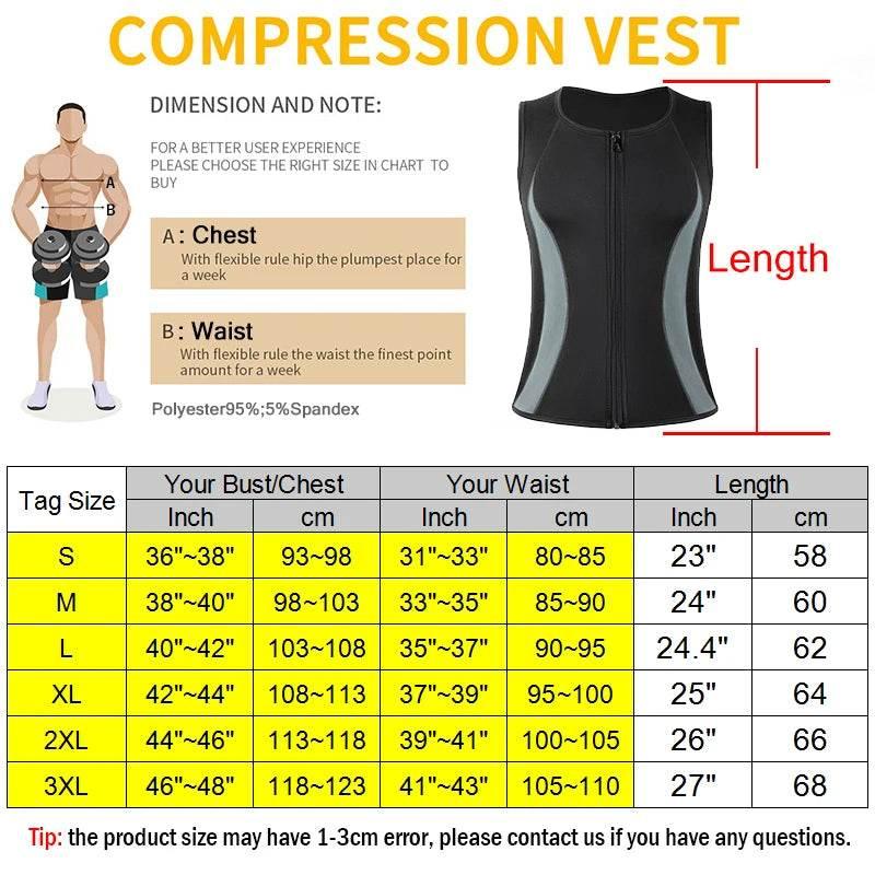 Men Slimming Body Shaper Zipper Black Chest Compression Shirt - Dabfavshop