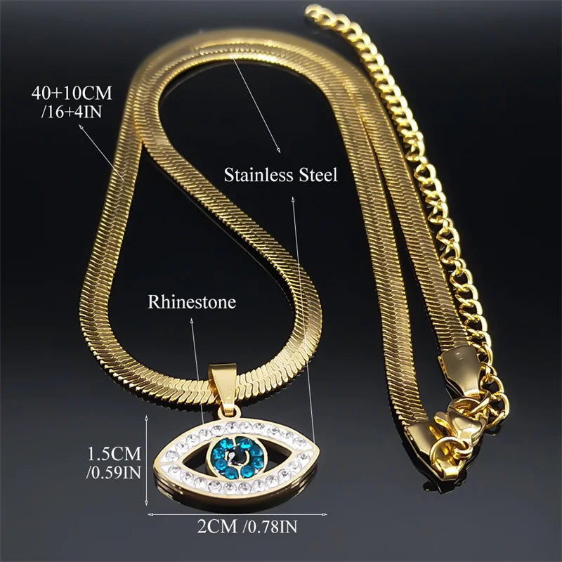 Vintage Crystal Evil Demon Eye Choker Necklaces for Women Stainless Steel Gold Plated Dabfavshop