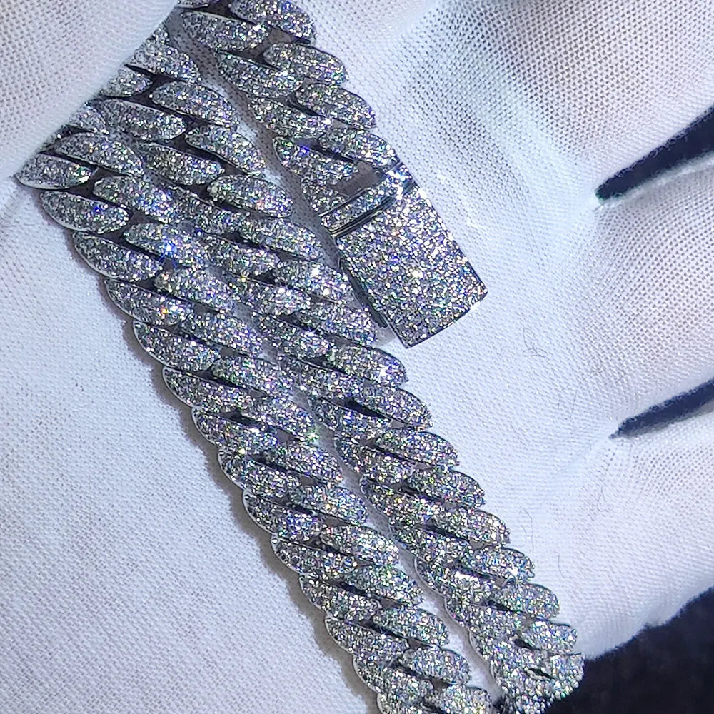 Cubic Zircon CZ Iced Out Bubbles Cuban Link Chain Necklace Jewelry Birthday Gift Dabfavshop