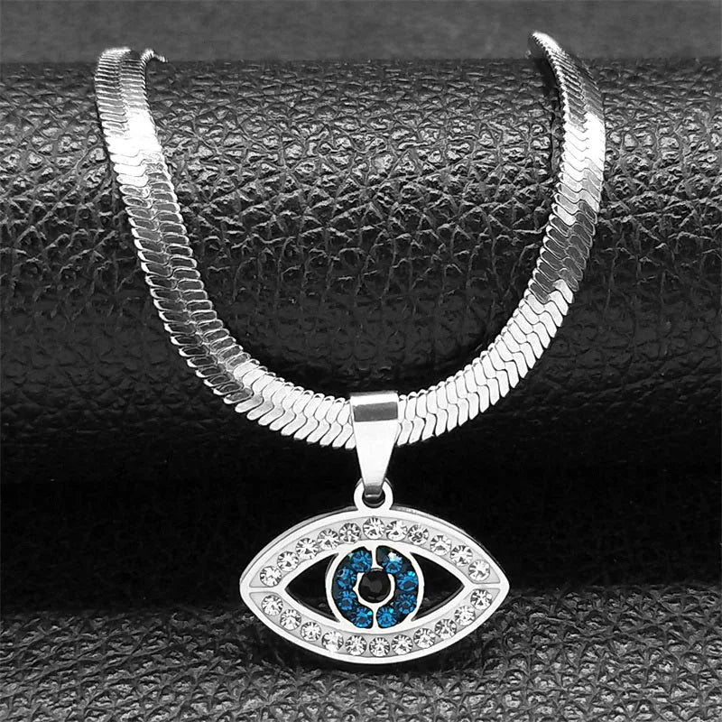 Vintage Crystal Evil Demon Eye Choker Necklaces for Women Stainless Steel Gold Plated Dabfavshop