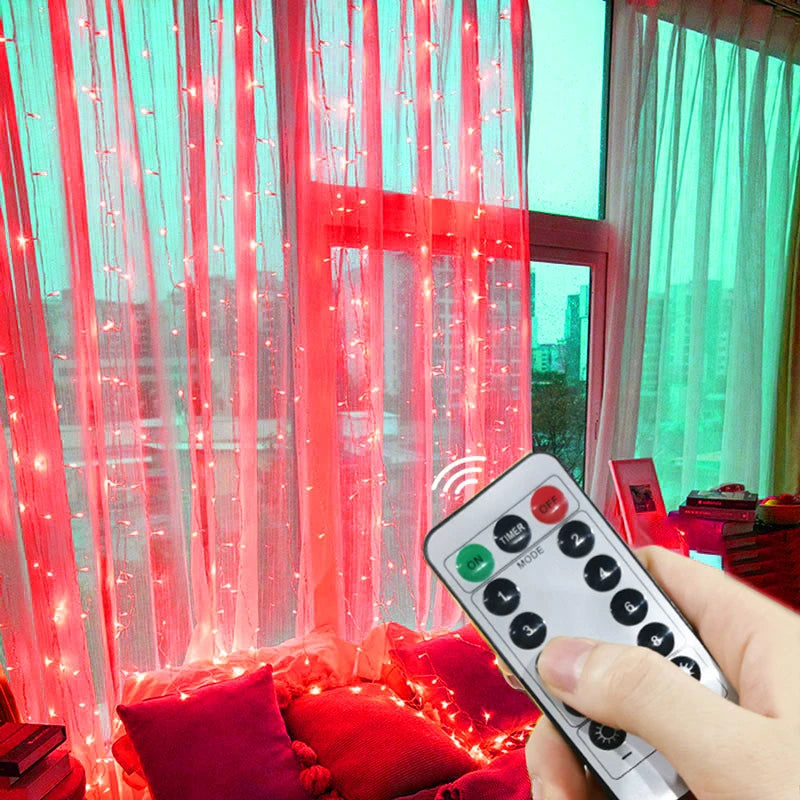 LED Curtain Garland 6x3M/3x3M USB Power Fairy Lights with Remote Control for Christmas New Year Window Decor Festoon Lighting Dabfavshop
