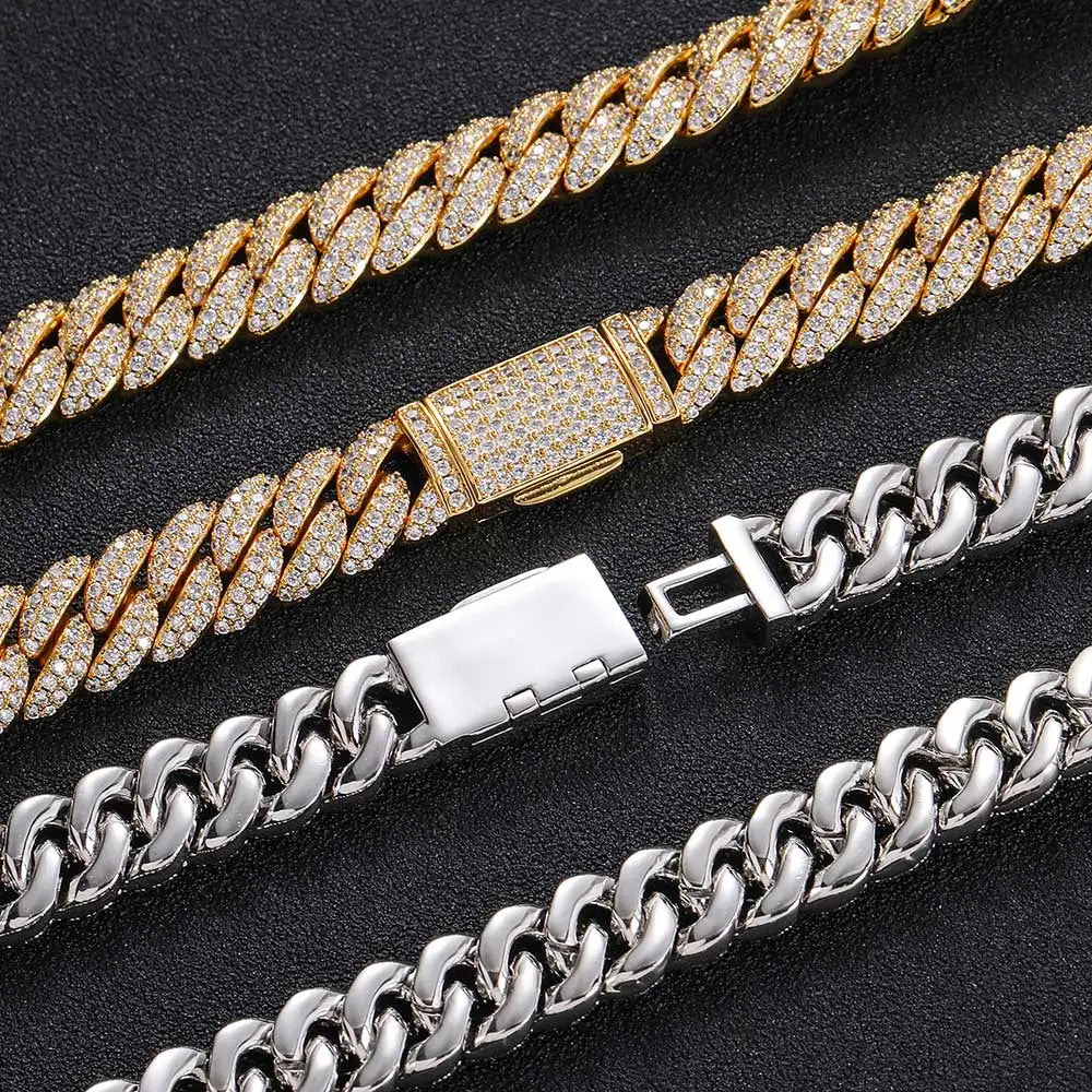 Cubic Zircon CZ Iced Out Bubbles Cuban Link Chain Necklace Jewelry Birthday Gift Dabfavshop