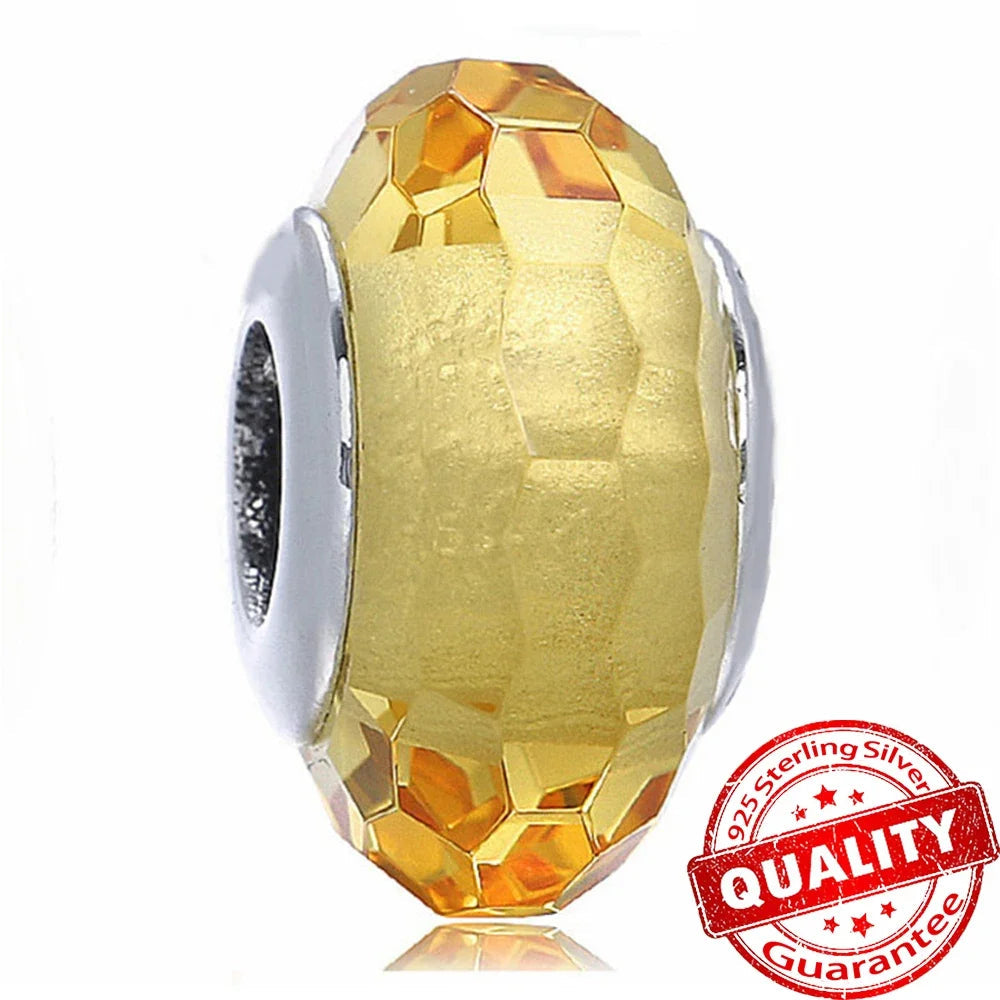 Colorful Flower Murano Glass Charm Fit Original Bracelet Necklace Heart 925 Sterling Silver Murano Glass Fine Jewelry Dabfavshop