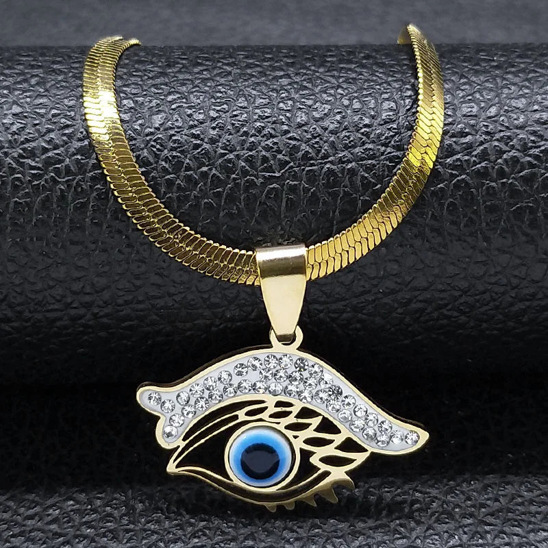 Vintage Crystal Evil Demon Eye Choker Necklaces for Women Stainless Steel Gold Plated Dabfavshop