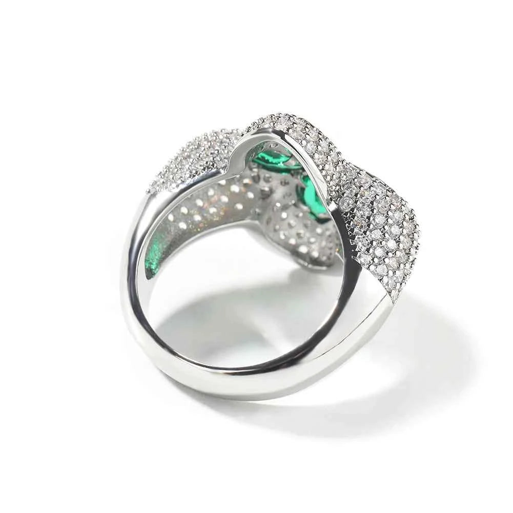 Iced Green/Clear CZ Star Rings for Women Men Unisex Cubic Zirconia Rings Fashion Jewelry for Gift