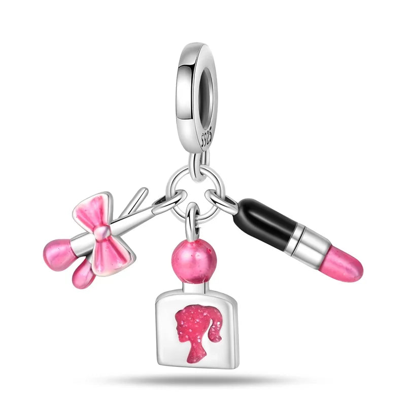 Romantic Pink Crown Perfume Bottle Charms Beads Fit Qikaola Bracelets Fine Jewelry Valentine's Day Gift Dabfavshop