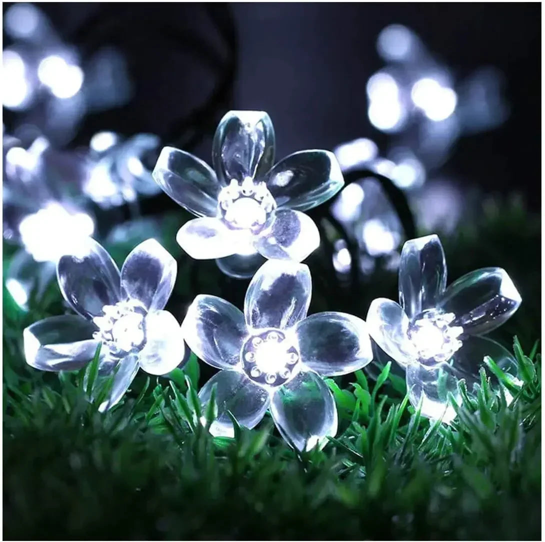Cherry Blossom LED String Lights Outdoor Solar-Powered Flower Fairy Lights