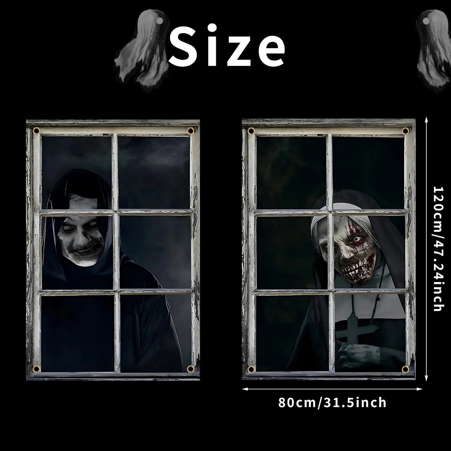 Scary Halloween 2 Pcs Curtain Halloween Window Horror Decoration Blood Dabfavshop