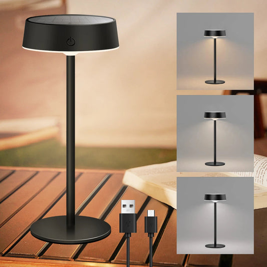 Outdoor Indoor Solar Table Lamps Waterproof Cordless Desk Lamps Rechargeable Dimmable with 3 Color Temperature Small Touch Lamp Dabfavshop