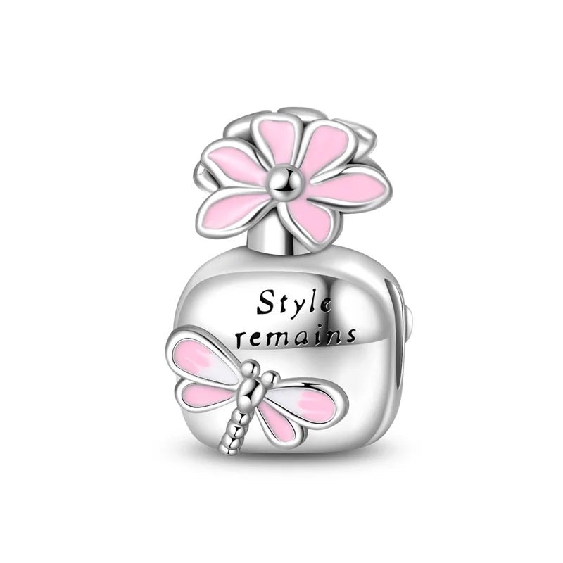 Romantic Pink Crown Perfume Bottle Charms Beads Fit Qikaola Bracelets Fine Jewelry Valentine's Day Gift Dabfavshop
