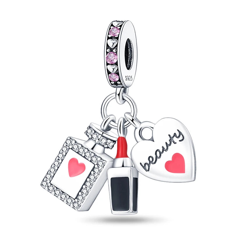 Romantic Pink Crown Perfume Bottle Charms Beads Fit Qikaola Bracelets Fine Jewelry Valentine's Day Gift Dabfavshop