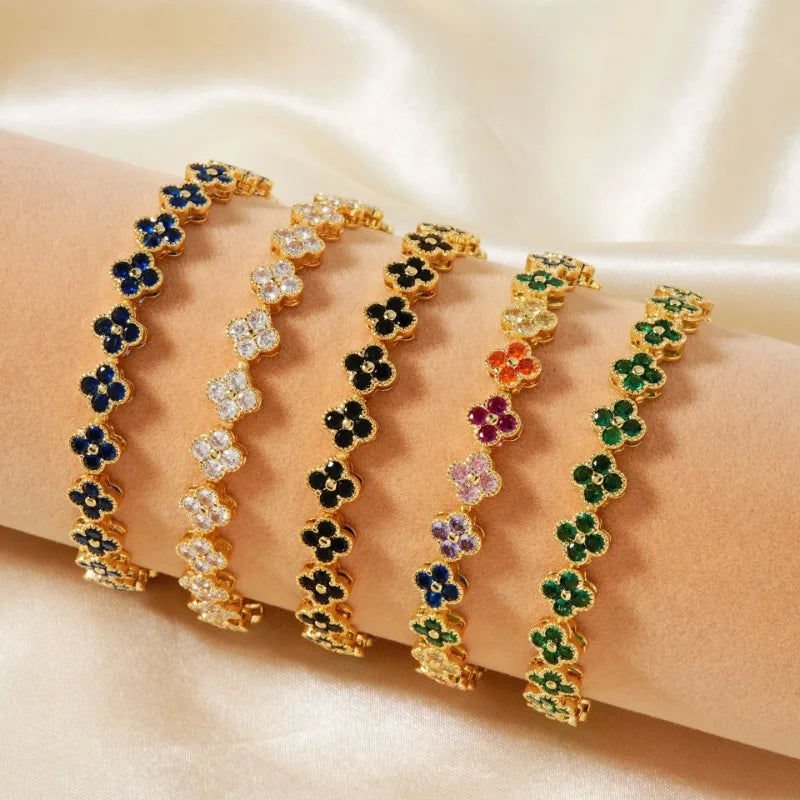 Crystal Flower Lucky Bracelet Women Personalized New Stainless Steel Bracelet Dabfavshop