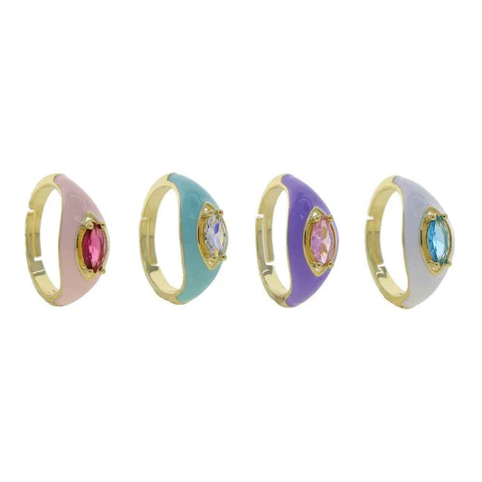 New 4 color Enamel Marquise CZ Rings Adjustable Pave 5A Cubic Zirconia Gold Plated Color for Women Fashion Jewelry Anillos Mujer