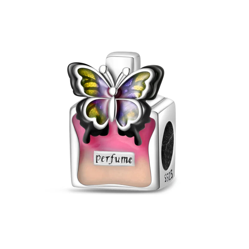 Romantic Pink Crown Perfume Bottle Charms Beads Fit Qikaola Bracelets Fine Jewelry Valentine's Day Gift Dabfavshop