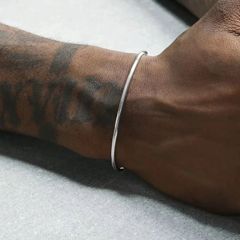 Snake Chain Bracelet 925 sterling silver Men Simple Bracelet For Women Fashion Charm Punk Party Jewelry Wholesale Dabfavshop