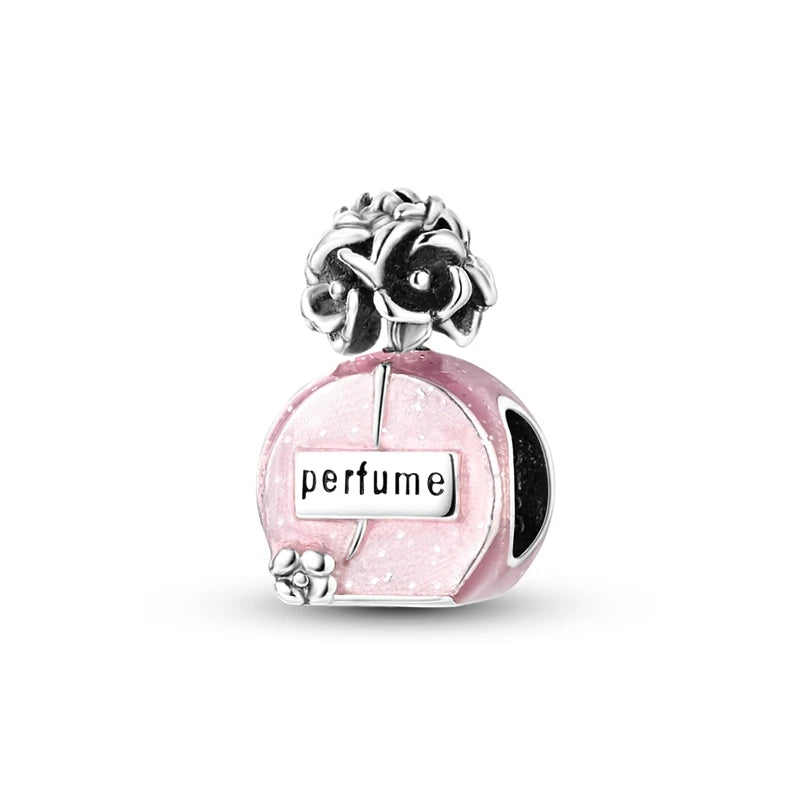 Romantic Pink Crown Perfume Bottle Charms Beads Fit Qikaola Bracelets Fine Jewelry Valentine's Day Gift Dabfavshop