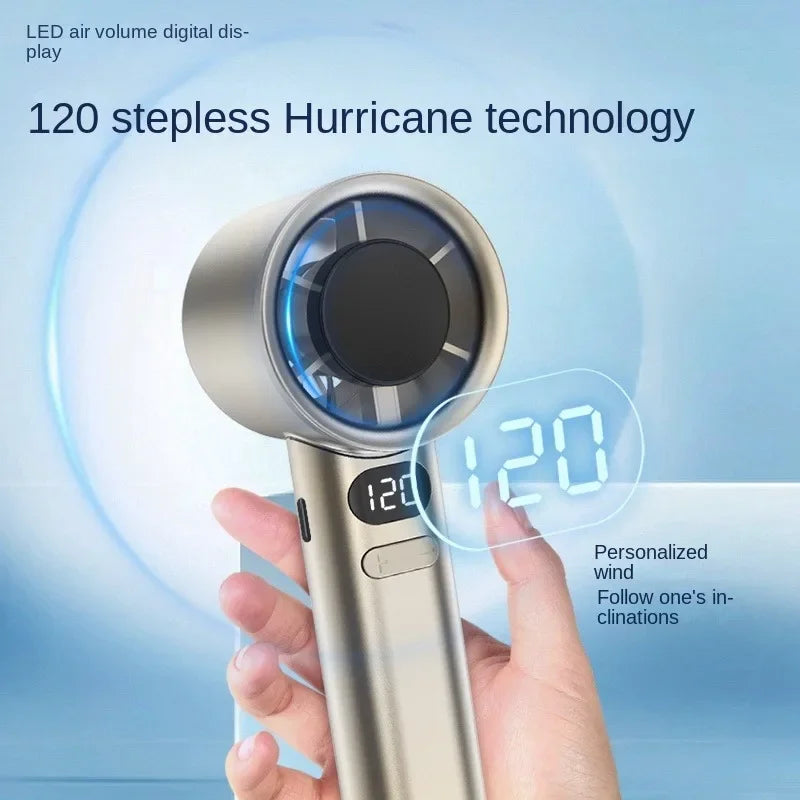 Portable Hand Fan , 120 Wind Speeds, Mini Bladeless Handheld Fan, USB Rechargeable Personal Highspeed Fans Dabfavshop