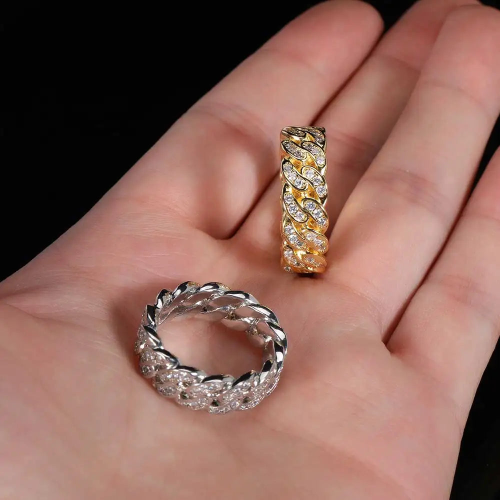 Sparkling VVS Diamond 925 Silver Ring Single Row Moissanite Cuban Ring For Women And Man Jewelry Dabfavshop