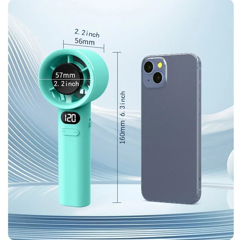 Portable Hand Fan , 120 Wind Speeds, Mini Bladeless Handheld Fan, USB Rechargeable Personal Highspeed Fans Dabfavshop