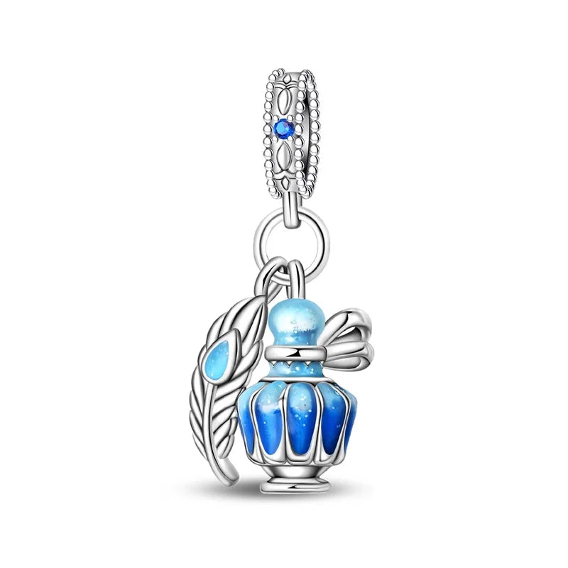 Romantic Pink Crown Perfume Bottle Charms Beads Bracelets Fine Jewelry Dabfavshop
