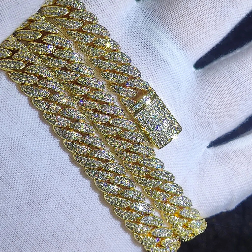 Cubic Zircon CZ Iced Out Bubbles Cuban Link Chain Necklace Jewelry Birthday Gift Dabfavshop