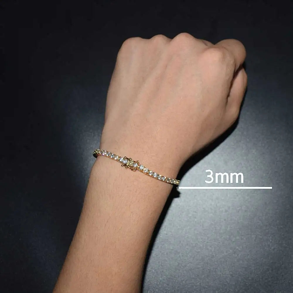 3mm Tennis Chain 1 Row Bling Zircon Copper Material Necklace Hip Hop Man and Women Iced Out Jewelry Drop shipping Dabfavshop