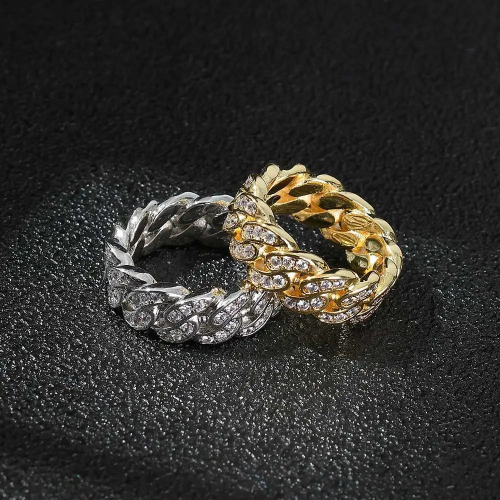 Sparkling VVS Diamond 925 Silver Ring Single Row Moissanite Cuban Ring For Women And Man Jewelry Dabfavshop