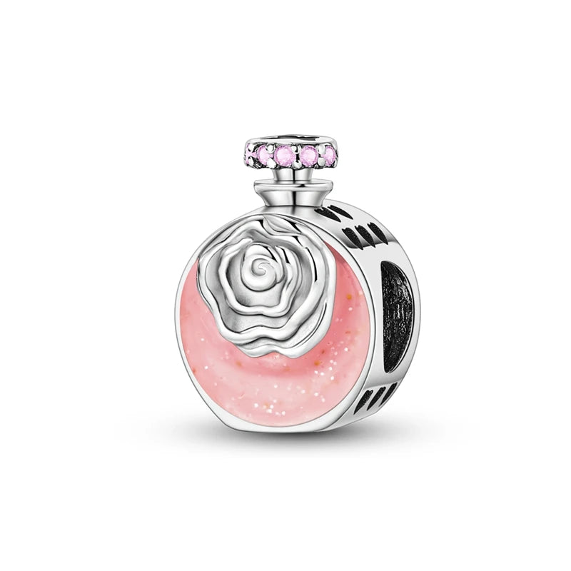 Romantic Pink Crown Perfume Bottle Charms Beads Fit Qikaola Bracelets Fine Jewelry Valentine's Day Gift Dabfavshop
