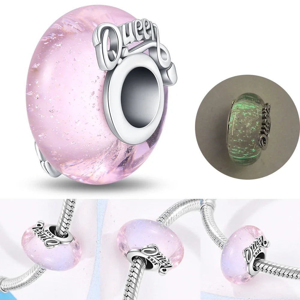 Colorful Flower Murano Glass Charm Fit Original Bracelet Necklace Heart 925 Sterling Silver Murano Glass Fine Jewelry Dabfavshop