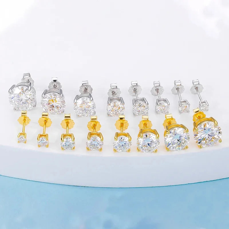 Passed Moissanite Diamond Stud Earrings for Women S925 Silver Platinum Plated Bride Wedding GRA Fine Jewelry Dabfavshop