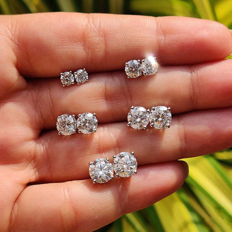 Passed Moissanite Diamond Stud Earrings for Women S925 Silver Platinum Plated Bride Wedding GRA Fine Jewelry Dabfavshop