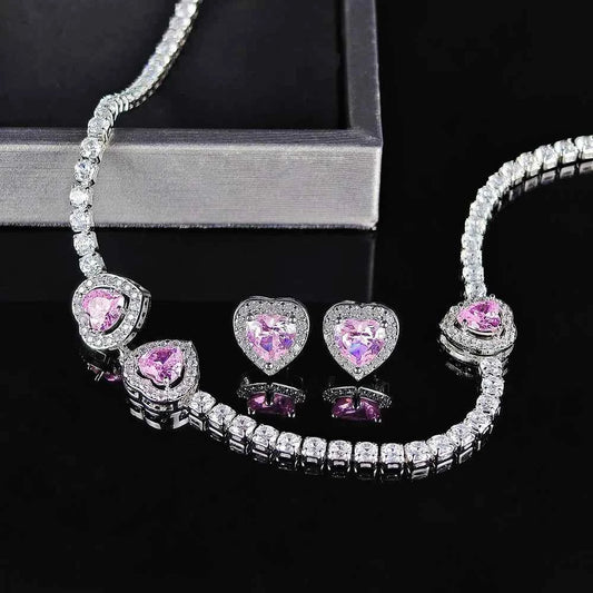 Pink Heart Necklace set