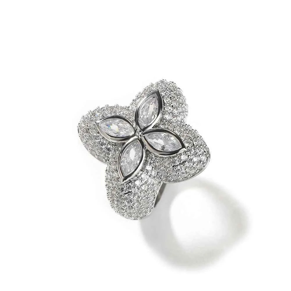 Iced Green/Clear CZ Star Rings for Women Men Unisex Cubic Zirconia Rings Fashion Jewelry for Gift Dabfavshop