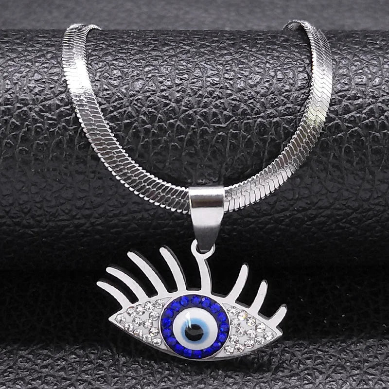 Vintage Crystal Evil Demon Eye Choker Necklaces for Women Stainless Steel Gold Plated Dabfavshop