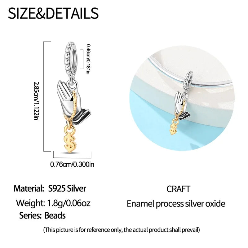 925 Sterling Silver Prayer US Dollar Pendants Charms Dabfavshop