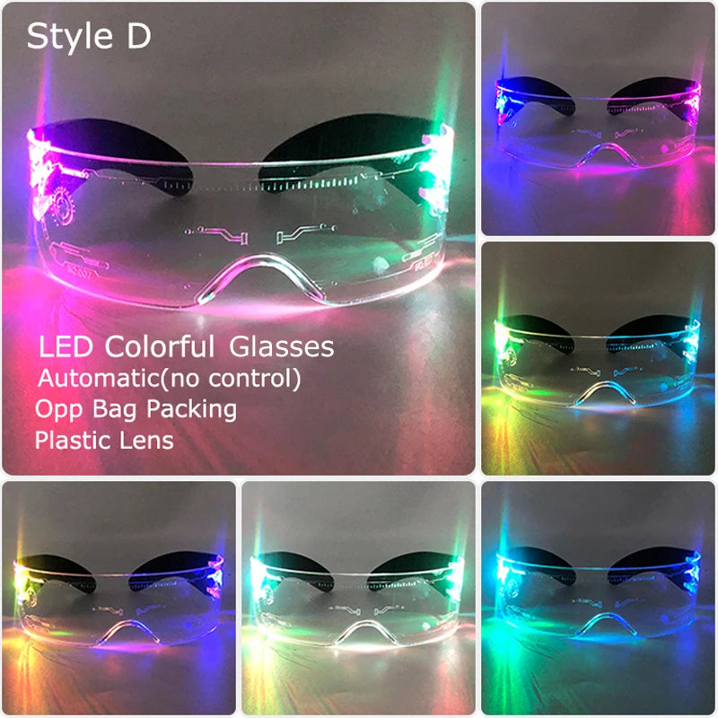 Acrylic LED Luminous Glasses Neon Light-Up Party Eyewear Unisex Glow Sunglasses for DJ Bar Halloween Christmas 12-Hour Glowing Dabfavshop
