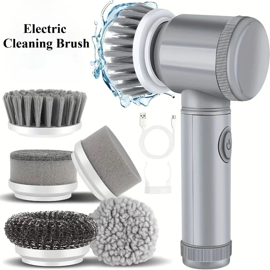 5-in-1 Electric Spin Scrubber Brush For Bathroom Tile Bathtub Sink, Power Scrubber With 5 Replaceable Brush Heads Dabfavshop