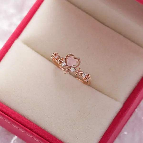 Crystal Zircon Rings Sweet Flower Leaf Butterfly Adjustable Open Rings Female Wedding Engagement Jewelry Gift Dabfavshop