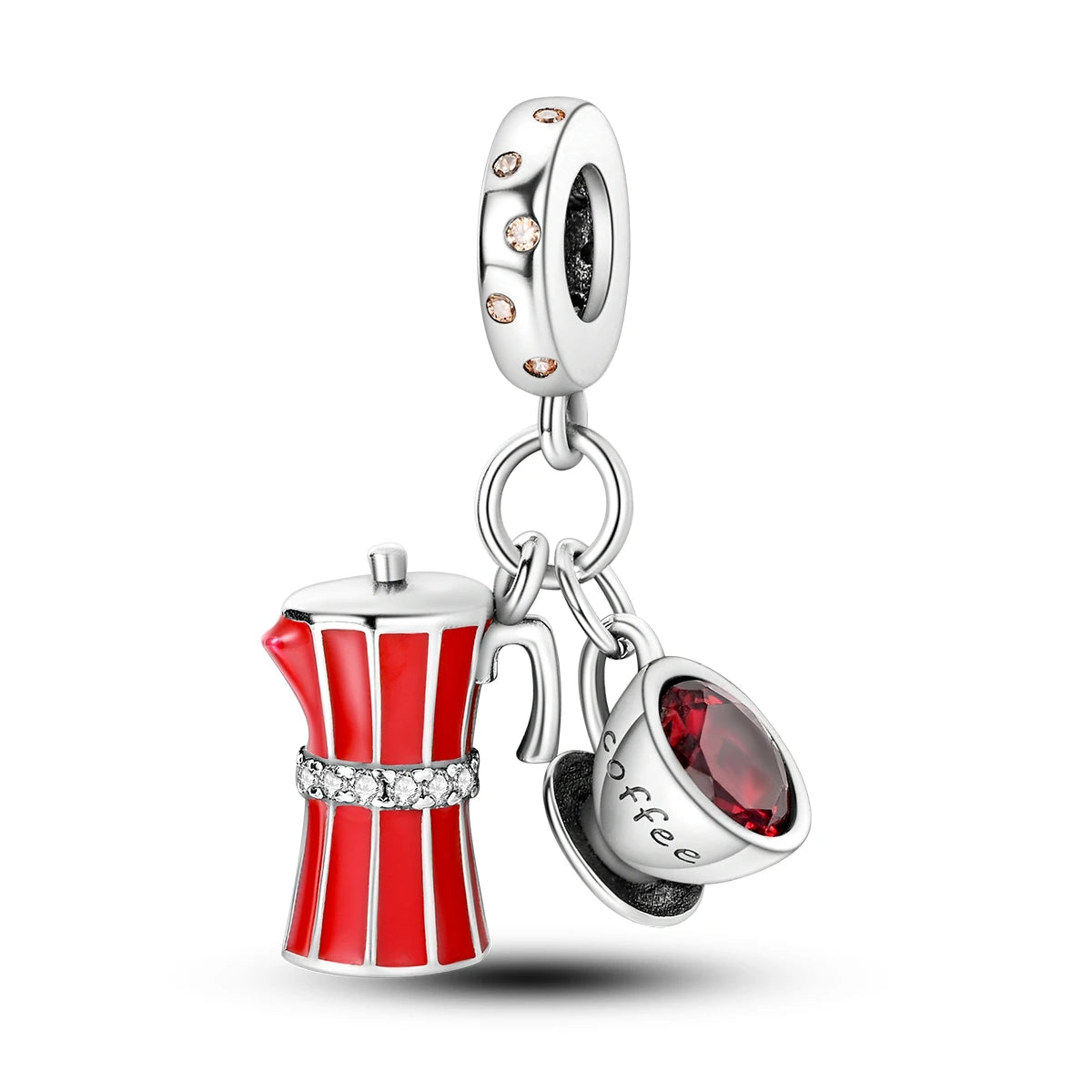 Red Charm Bead Original 925 Silver Fit Bracelet Pendant Diy Car Coffee Cherry For Woman Jewelry Dabfavshop