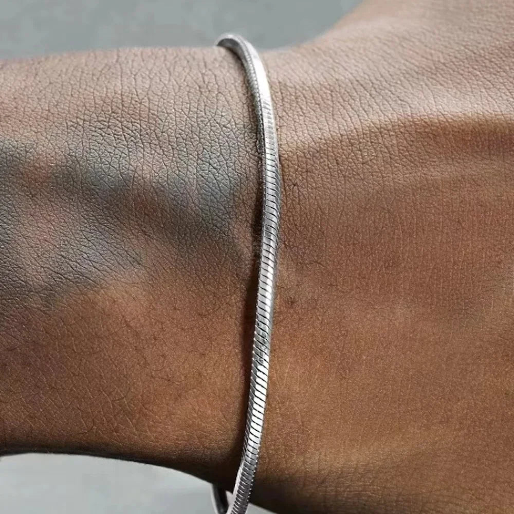 Snake Chain Bracelet 925 sterling silver Men Simple Bracelet For Women Fashion Charm Punk Party Jewelry Wholesale Dabfavshop