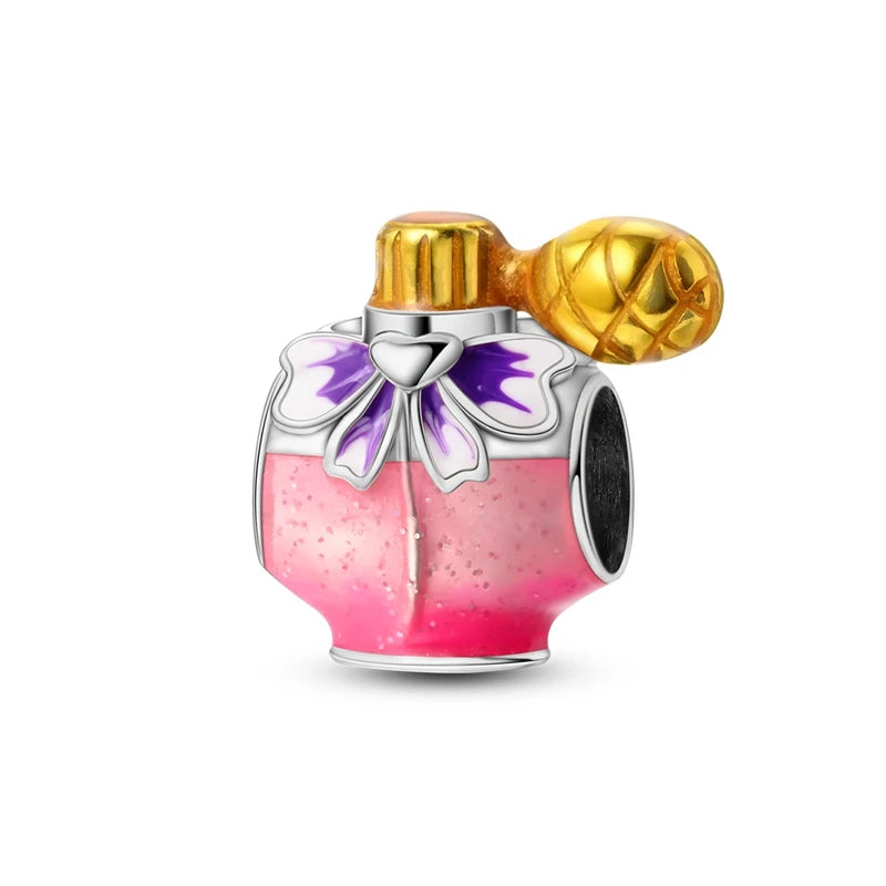 Romantic Pink Crown Perfume Bottle Charms Beads Fit Qikaola Bracelets Fine Jewelry Valentine's Day Gift Dabfavshop