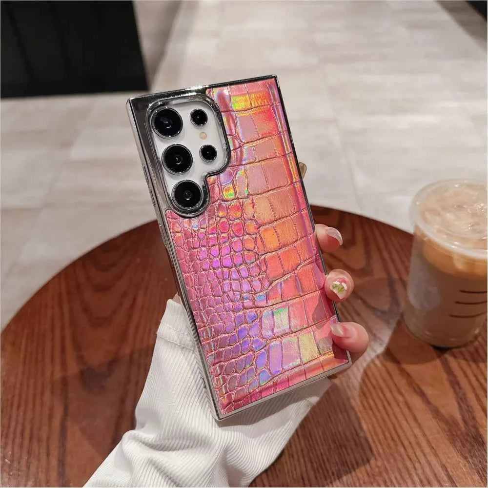 Luxury Gradient Crocodile Pattern Leather Laser Case For Samsung Galaxy S