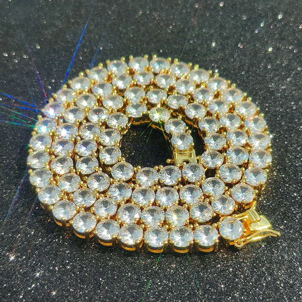 3mm Tennis Chain 1 Row Bling Zircon Copper Material Necklace Hip Hop Man and Women Iced Out Jewelry Drop shipping Dabfavshop
