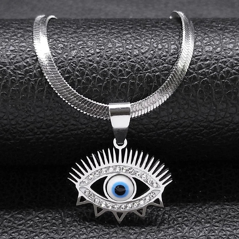 Vintage Crystal Evil Demon Eye Choker Necklaces for Women Stainless Steel Gold Plated Dabfavshop
