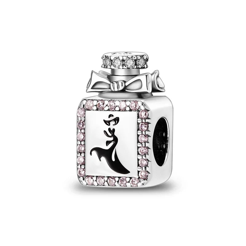 Romantic Pink Crown Perfume Bottle Charms Beads Fit Qikaola Bracelets Fine Jewelry Valentine's Day Gift Dabfavshop