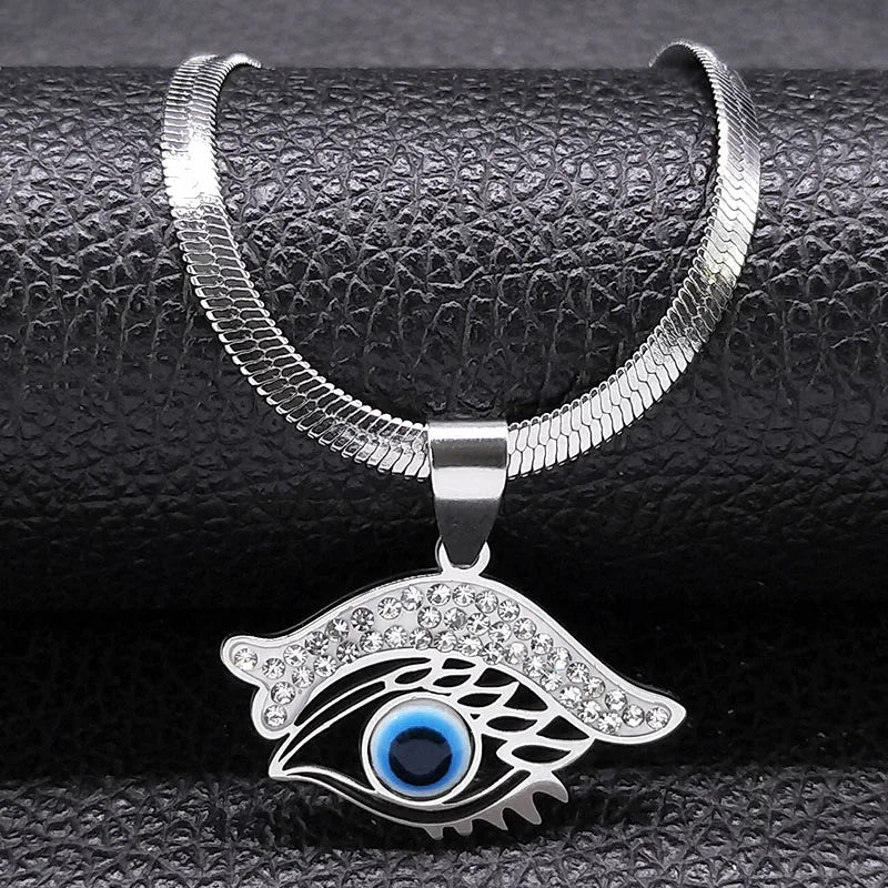 Vintage Crystal Evil Demon Eye Choker Necklaces for Women Stainless Steel Gold Plated Dabfavshop