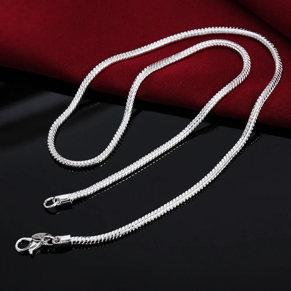 Silver Color Solid Snake Chain Necklace Men Women Fashion Jewelry For Pendant Dabfavshop
