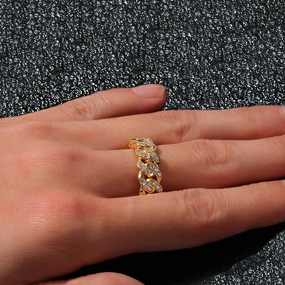 Sparkling VVS Diamond 925 Silver Ring Single Row Moissanite Cuban Ring For Women And Man Jewelry Dabfavshop