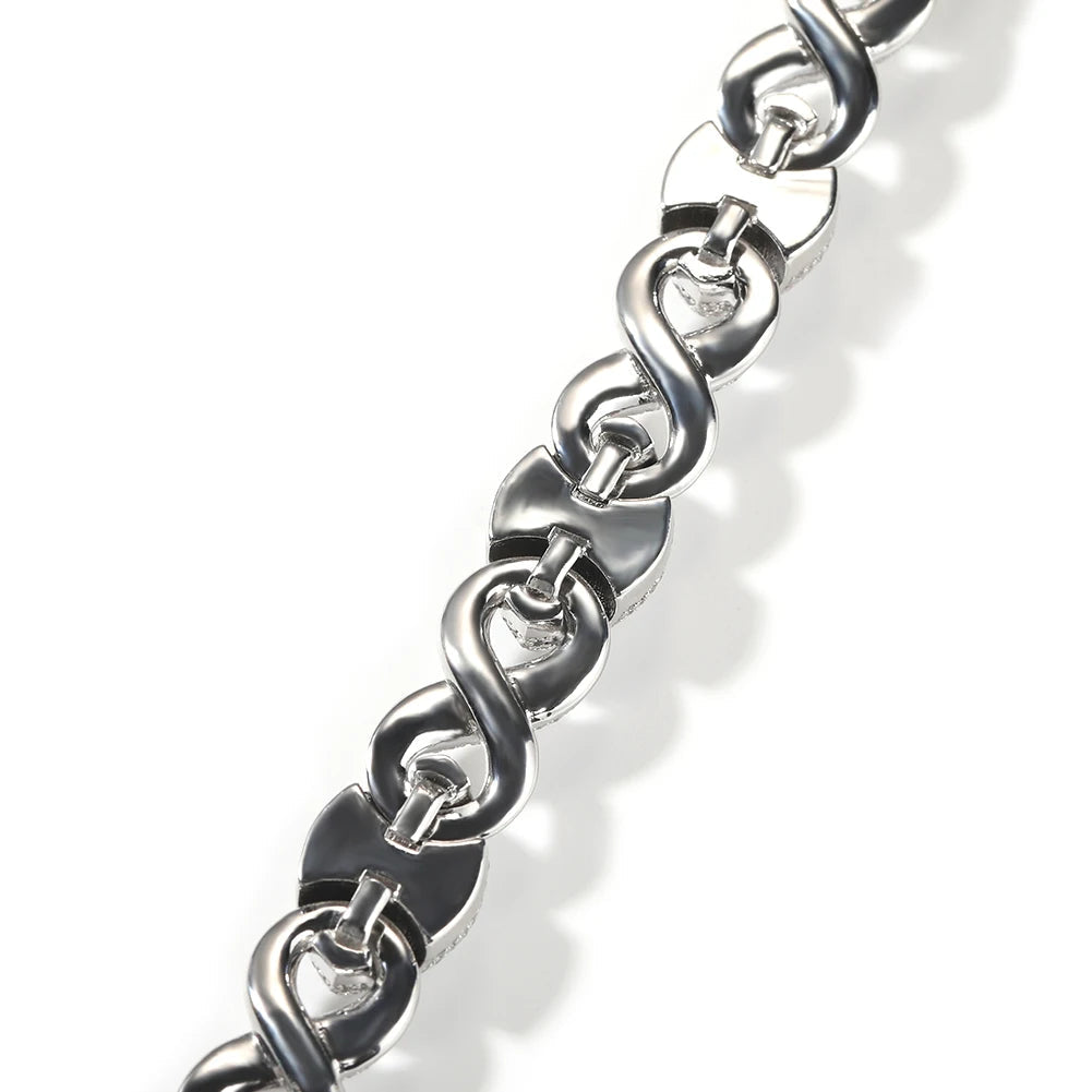 Iced Out Infinity Cuban Chain Necklace with Big CZ Eyes Pave Setting Cubic Zirconia for Women Men Dabfavshop